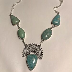 Amazonite Stamped 925 Sterling Silver Necklace
